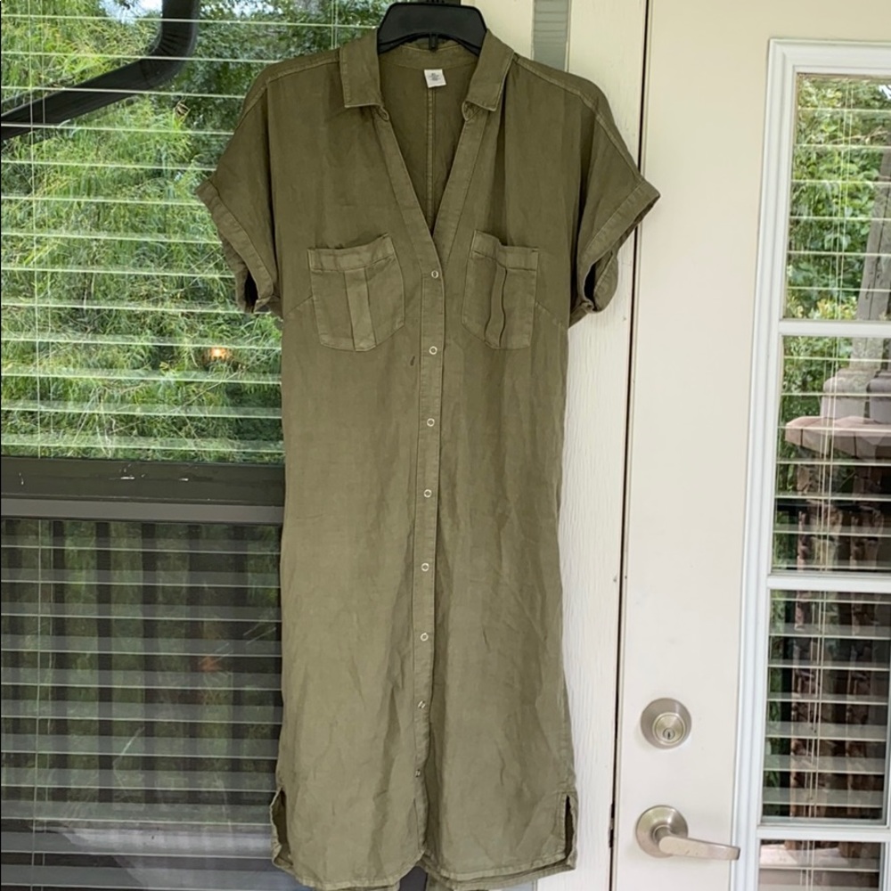 snap button utility dress